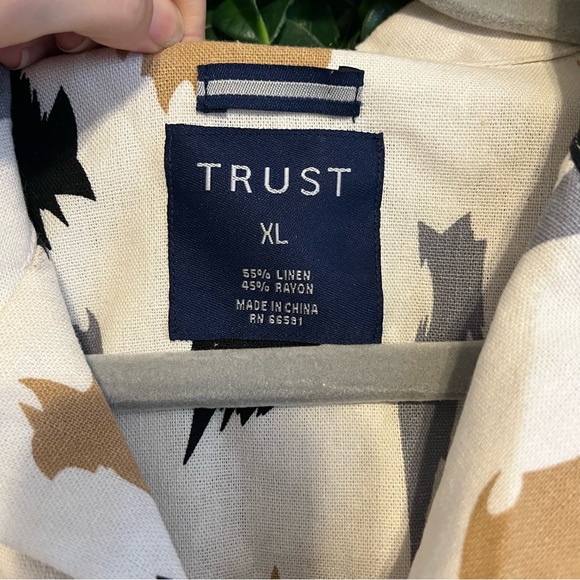 Trust Linen Blend Retro Button Up Sz XL - Picture 2 of 4
